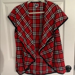 Mudpie one size red plaid flannel vest